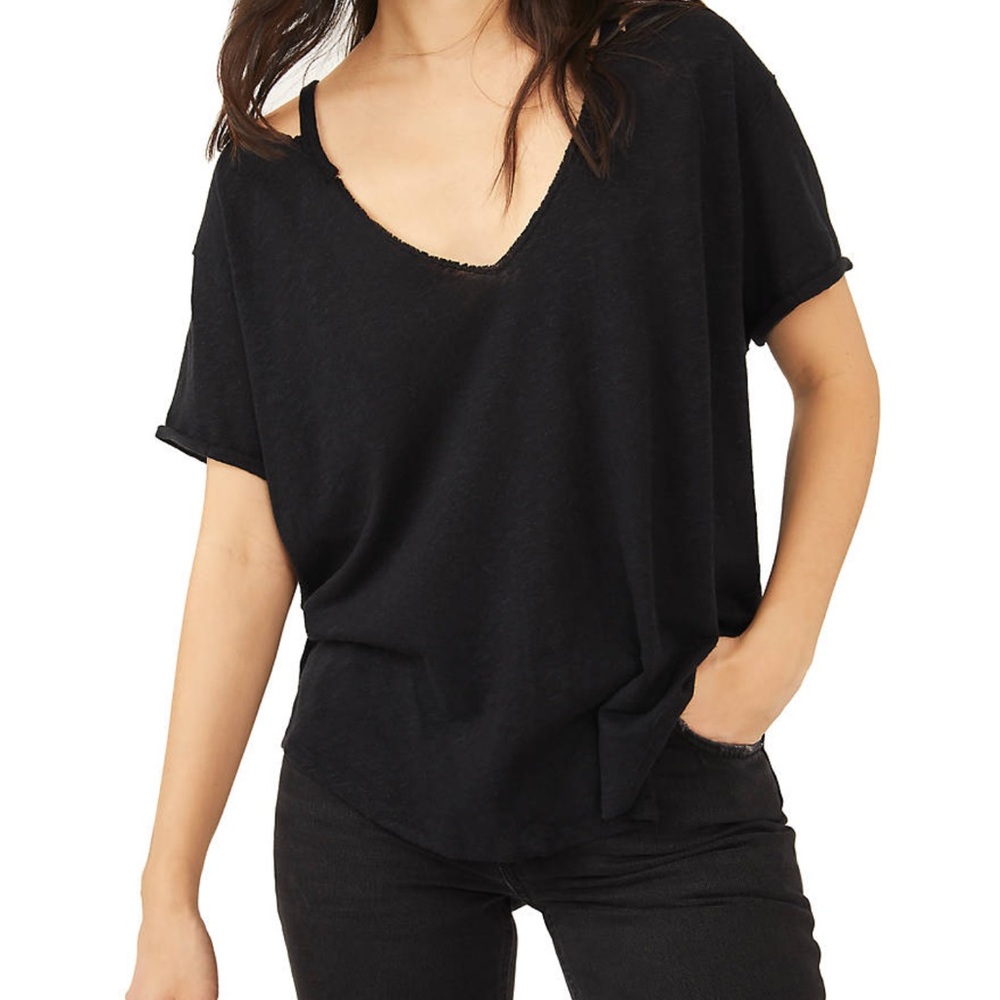 Women's Black V-Neck Top